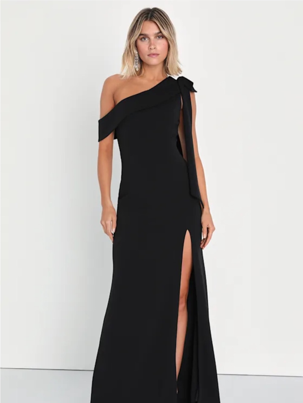 Lulus Stepped Out Stunning Black One-shoulder Mermaid Maxi Dress - Size L
